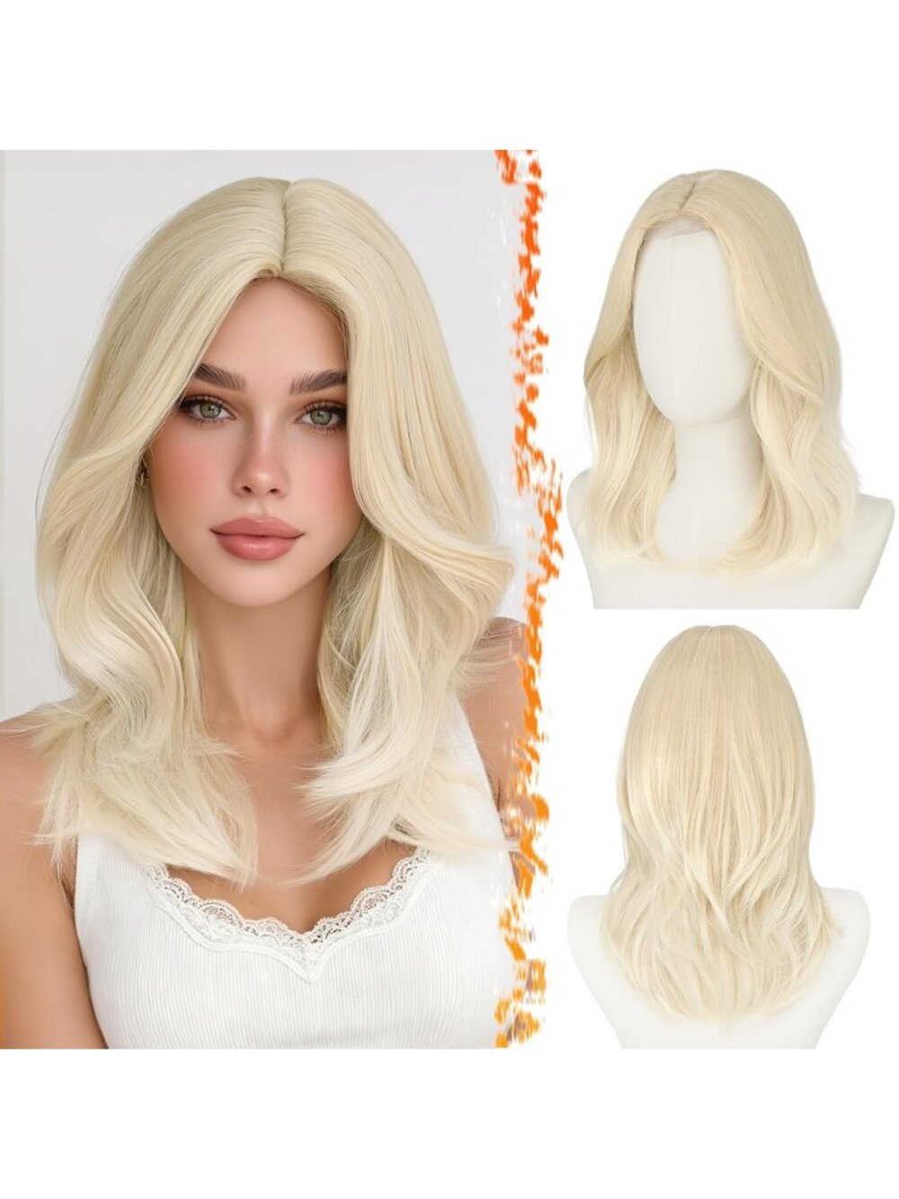 16 Inch Women's Blonde Lightweight Butterfly Layered Straight Curtain Bangs Wigs